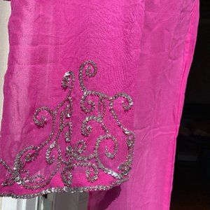 ST TROPEZ 100% Silk SHEER Pants M Beach cover up Resort Pool YAE Genie Halloween